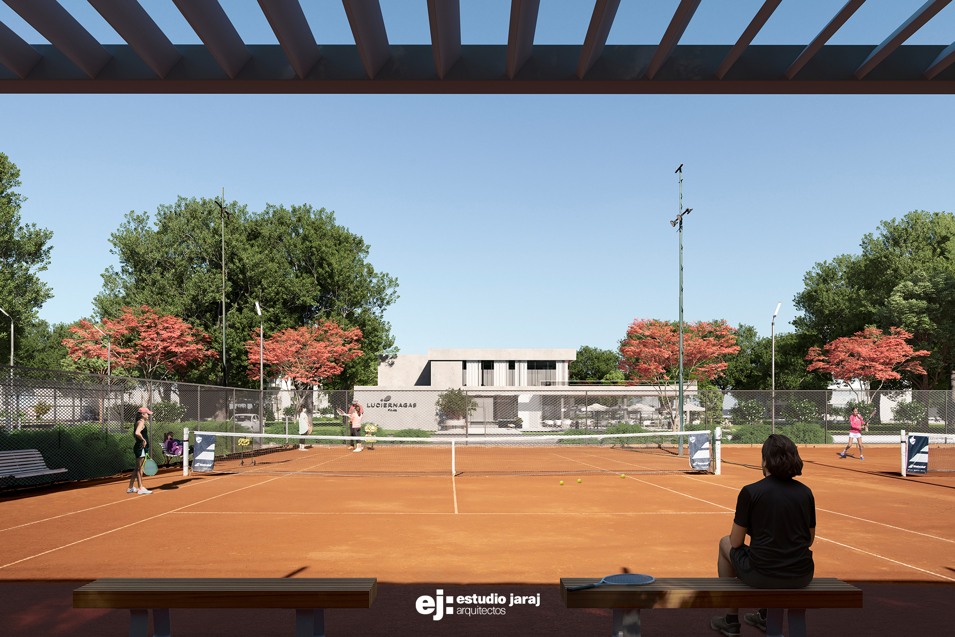 vista de la cancha de tenis